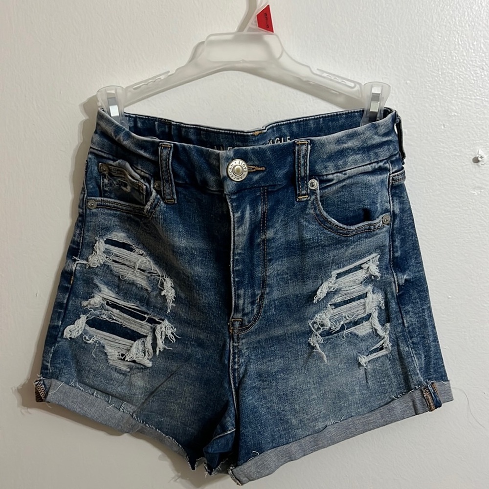 American eagle shorts, ripped shorts with patches to not show skin , size 4